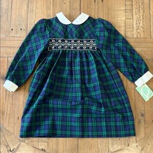 Polly flinders vintage plaid smocked dress girls 6 nwt